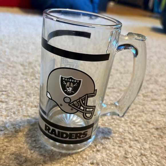 Las Vegas Raiders 1994 NFL Glass Mug/Beer Stein NOS Vintage Angeles Black Clear - Picture 2 of 4